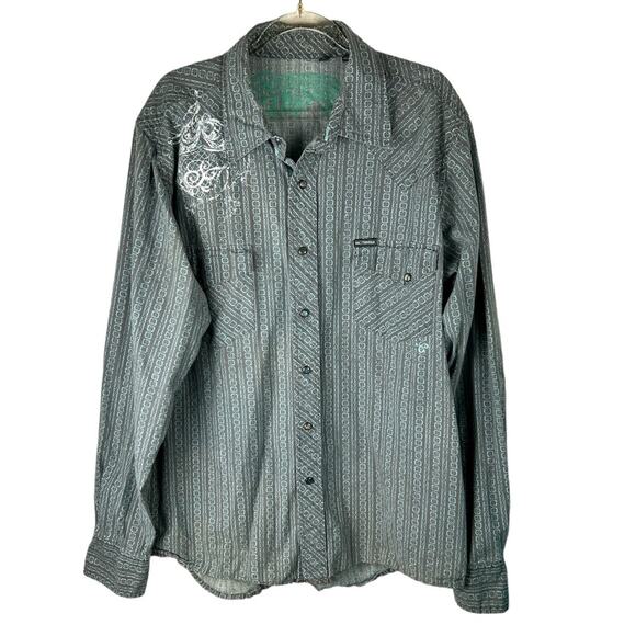 Southern Thread Pearl Snap Western Button Down Long Sleeve Shirt Size Large - Picture 1 of 9